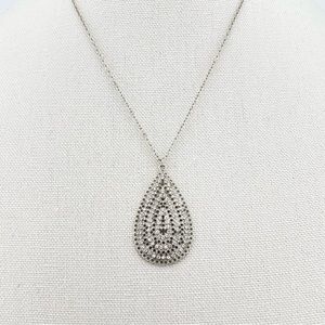 Swarovski Crystal Iced Teardrop Silver Pendant Necklace